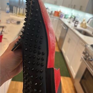 Christian Louboutin Black and Red Spiked Loafers
